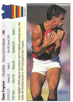 1993 Select AFL #188 Simon Tregenza Back